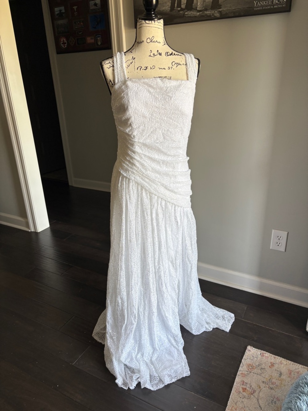 White Sleeveless Ruched Evening Dress